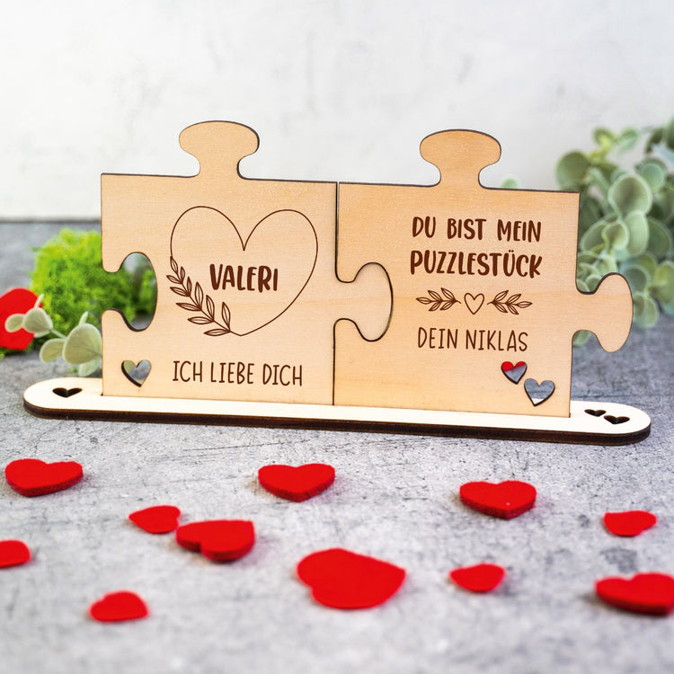Holz - Puzzleteile Du bist mein Puzzlestück - personalisiert