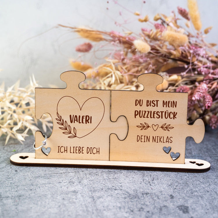 Holz - Puzzleteile Du bist mein Puzzlestück - personalisiert