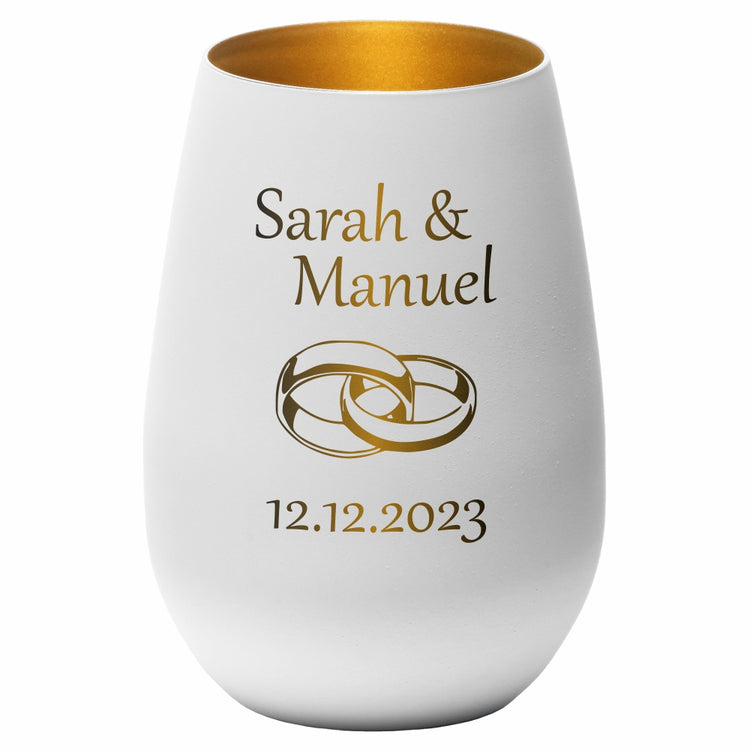 Windlicht Hochzeit Ringe personalisiert