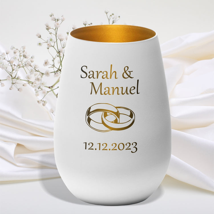 Windlicht Hochzeit Ringe personalisiert