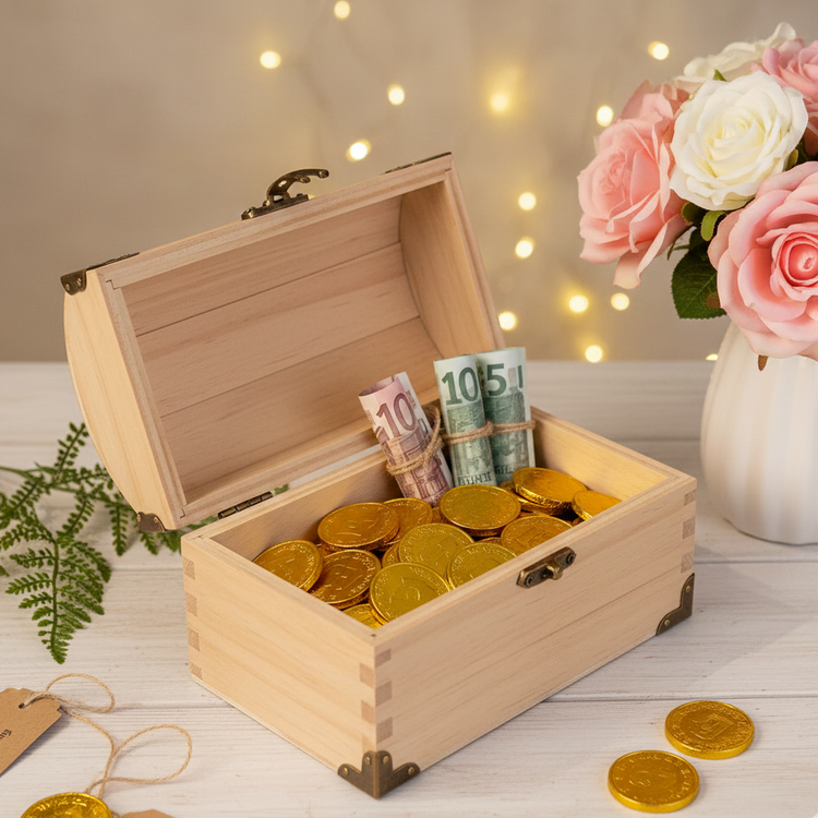 Schatztruhe mit Wunschtext