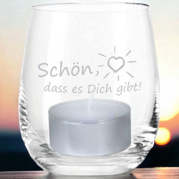Windlicht Gravur Schön, dass es dich gibt