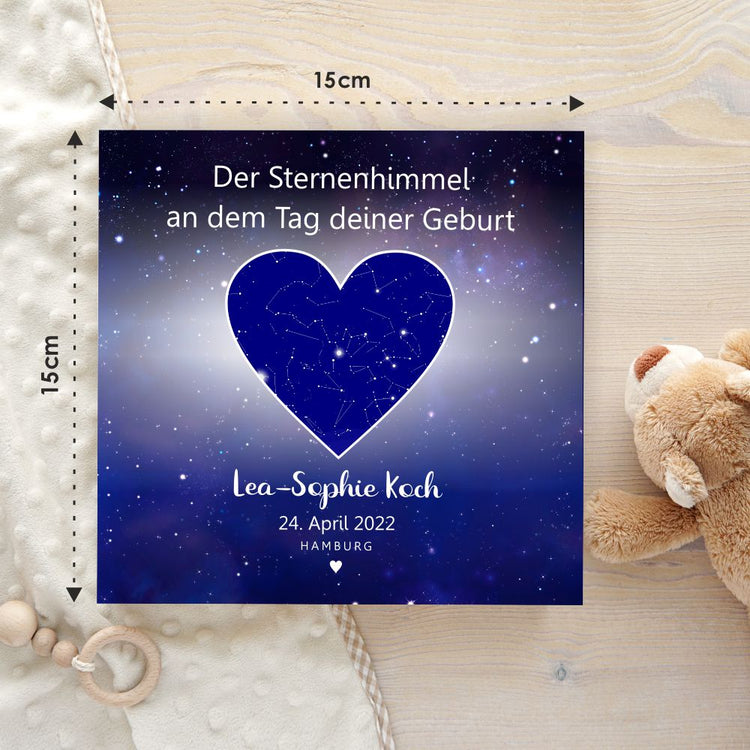 Personalisiertes Holzbild Sternenhimmel Geburt