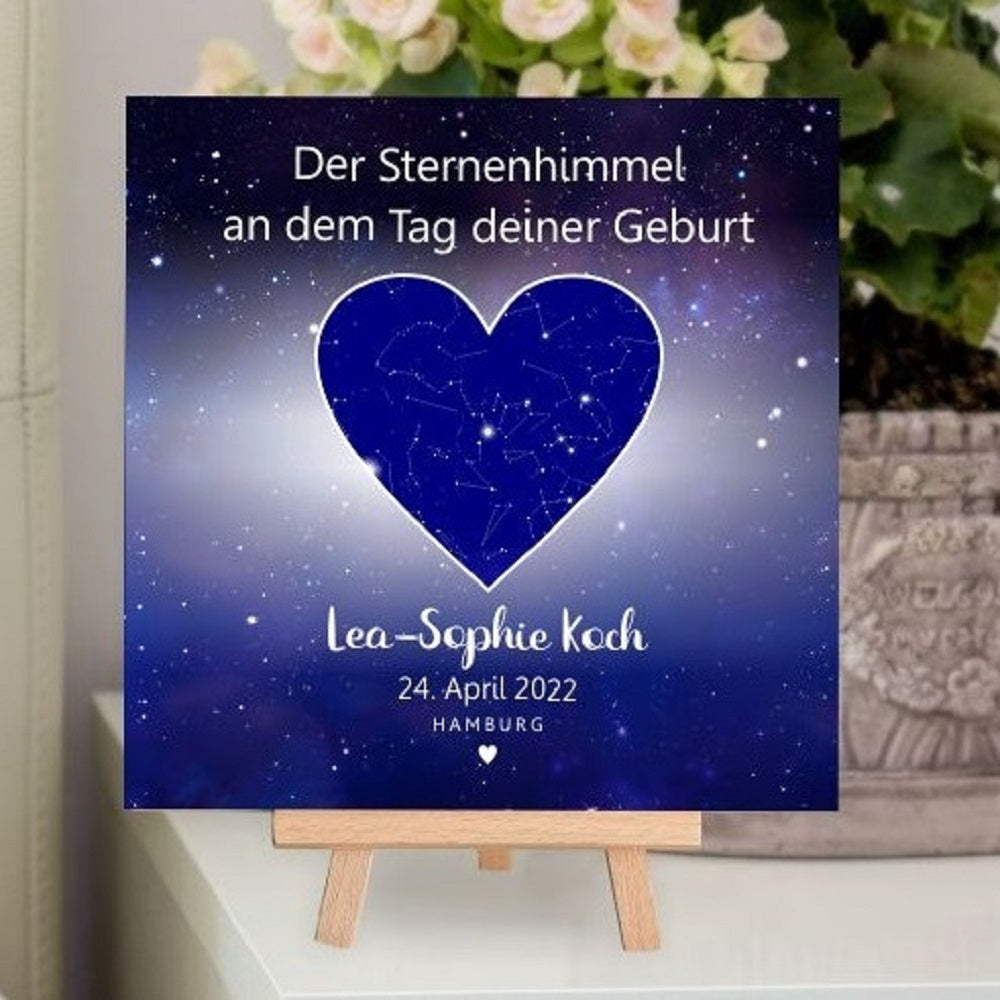 Der Sternenhimmel Am Tag Meiner Geburt Berechnen Personalisiertes Holzbild "Sternenhimmel" Geburt