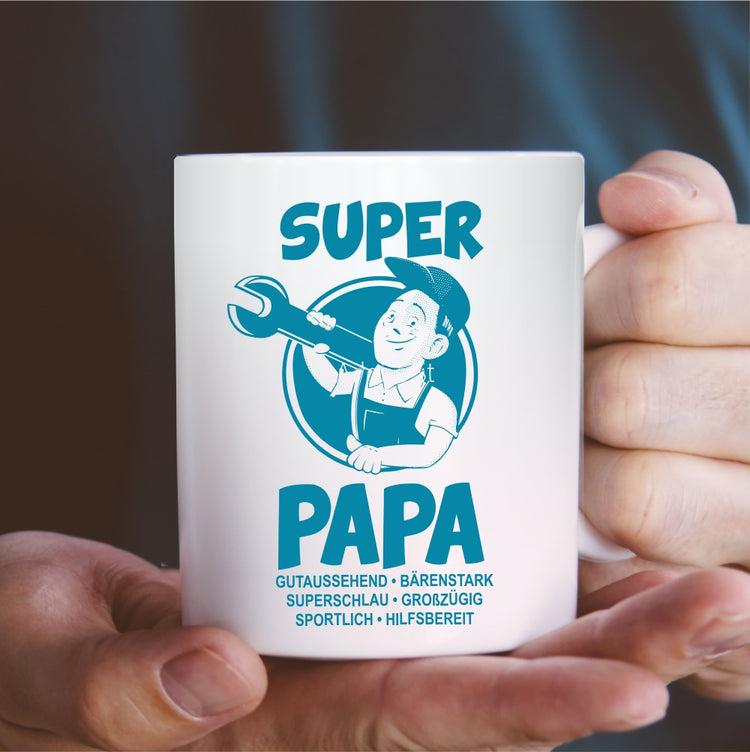 Weiße Tasse Super Papa