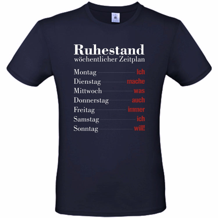 T-Shirt Ruhestand: Wöchentlicher Zeitplan