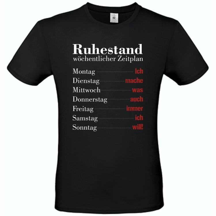 T-Shirt Ruhestand: Wöchentlicher Zeitplan