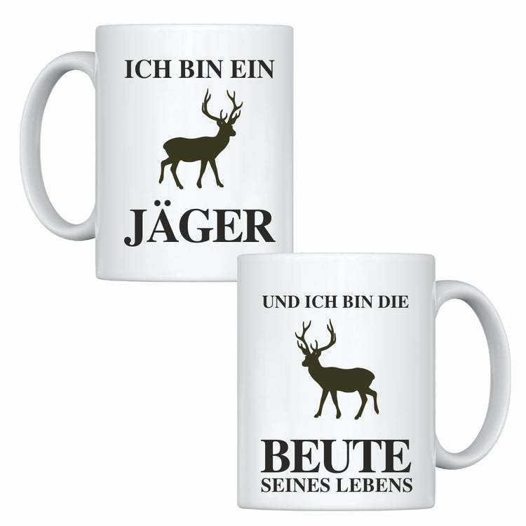 Tassen-Set Ich bin ein Jäger & Und ich bin die Beute seines Lebens