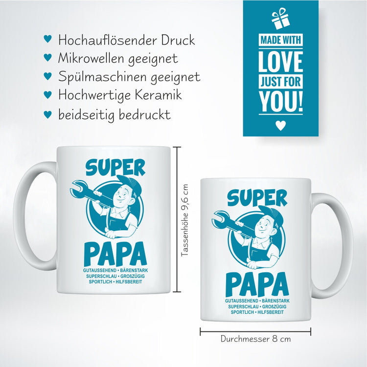 Weiße Tasse Super Papa