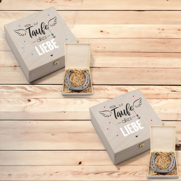 Hufeisen-Box Zur Taufe alles Liebe