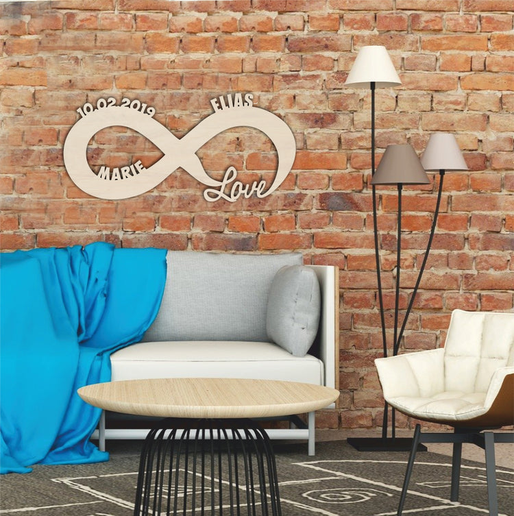 Personalisierte Holzlampe Infinity