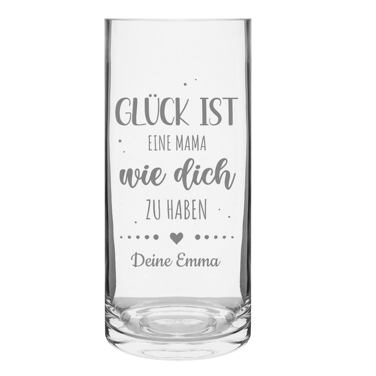 Glasvase mit Gravur