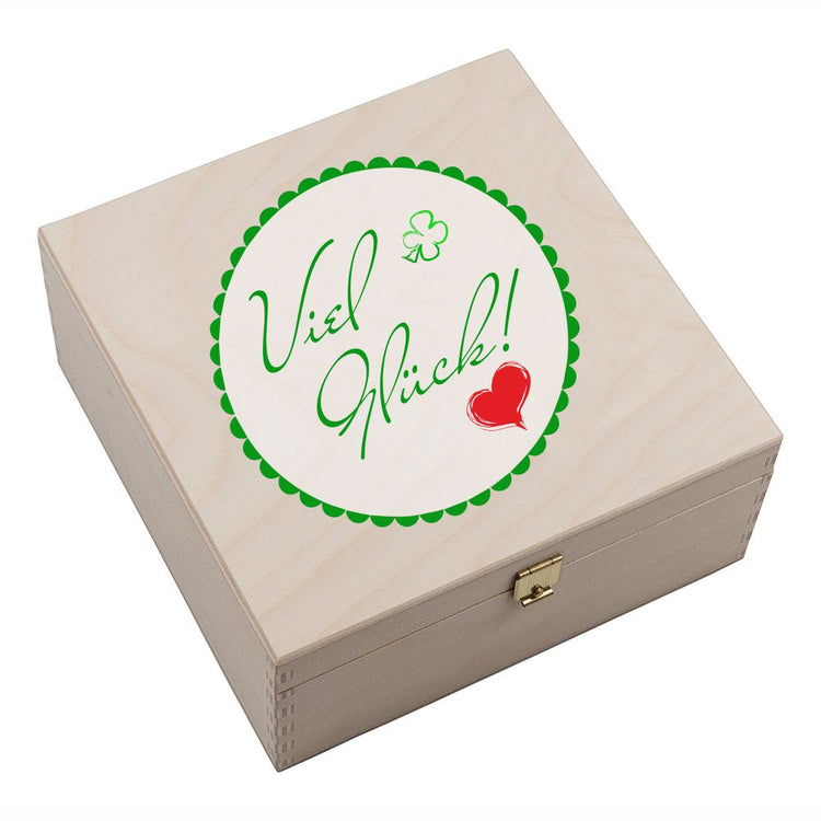 Hufeisen-Box Viel Glück (Kleeblatt + Herz)