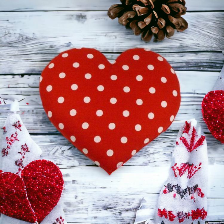 Wärmekissen Herz polka dot rot