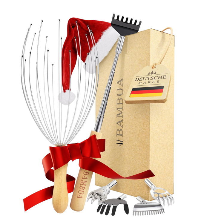 Geschenkset für Massage und Entspannung - Kopfmassagegerät & Rückenkratzer