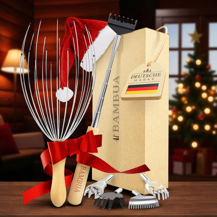 Geschenkset für Massage und Entspannung - Kopfmassagegerät & Rückenkratzer