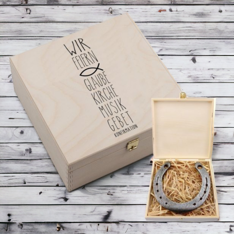 Hufeisen-Box Wir feiern - Glaube, Kirche, Musik, Gebet zur Konfirmation / Firmung / Kommunion