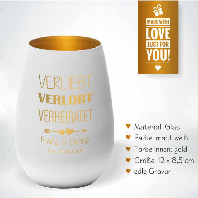 Windlicht Hochzeit verliebt, verlobt...