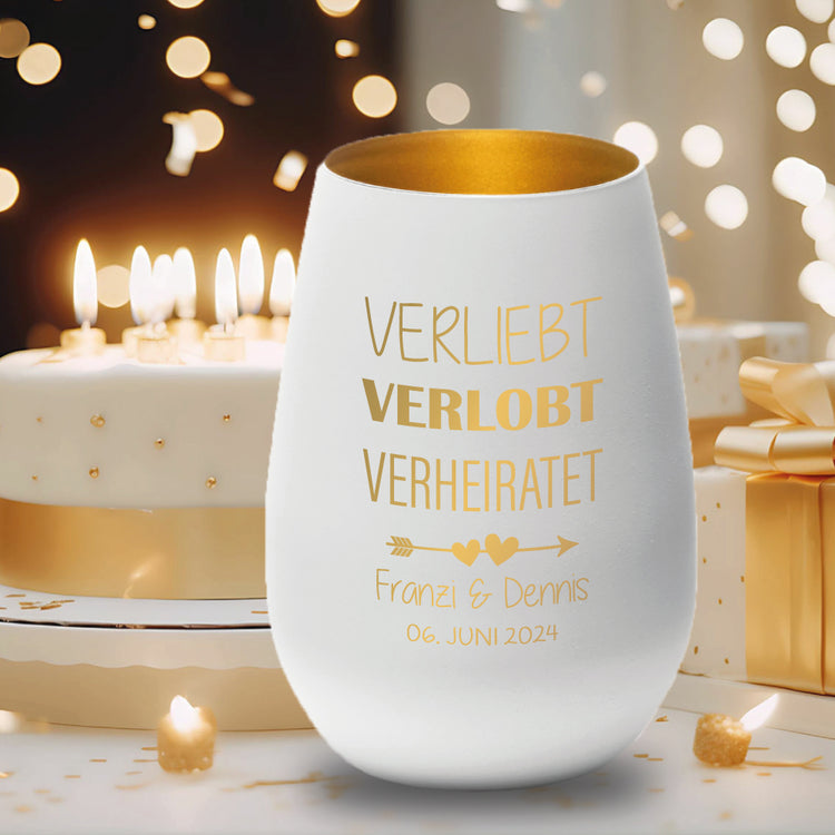 Windlicht Hochzeit verliebt, verlobt...