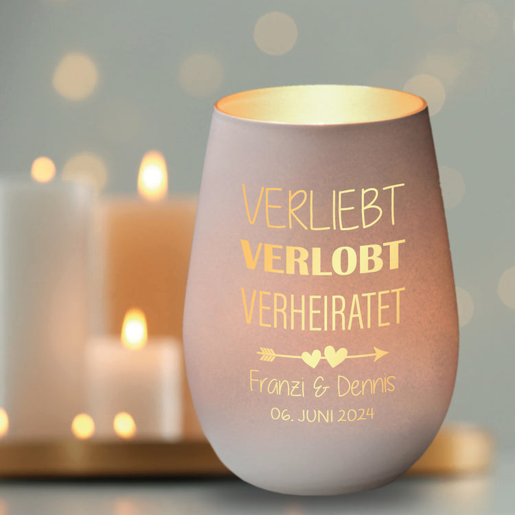 Windlicht Hochzeit verliebt, verlobt...