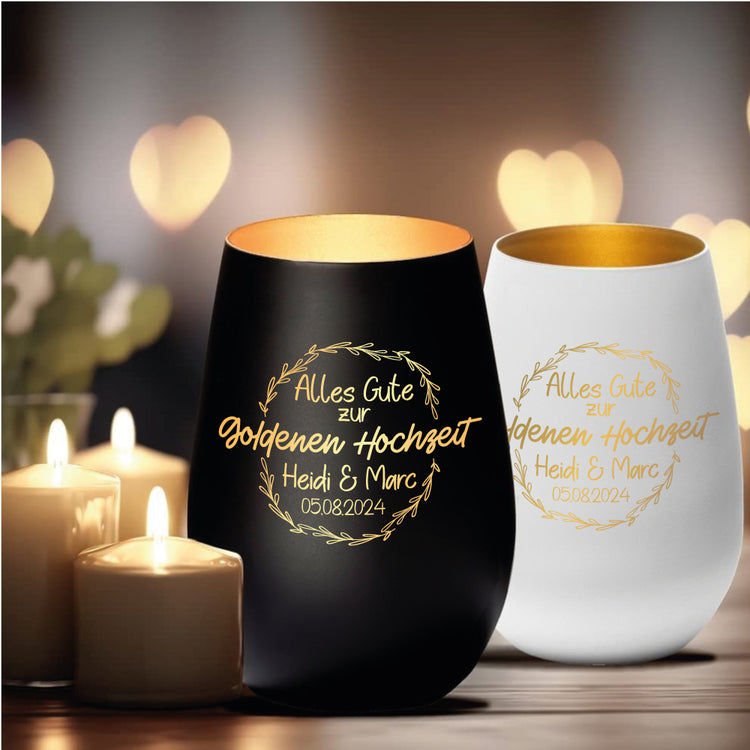 Windlicht goldene Hochzeit Alles Gute