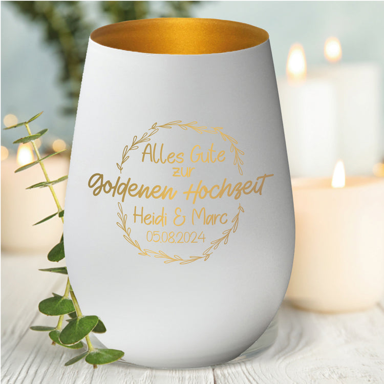 Windlicht goldene Hochzeit Alles Gute