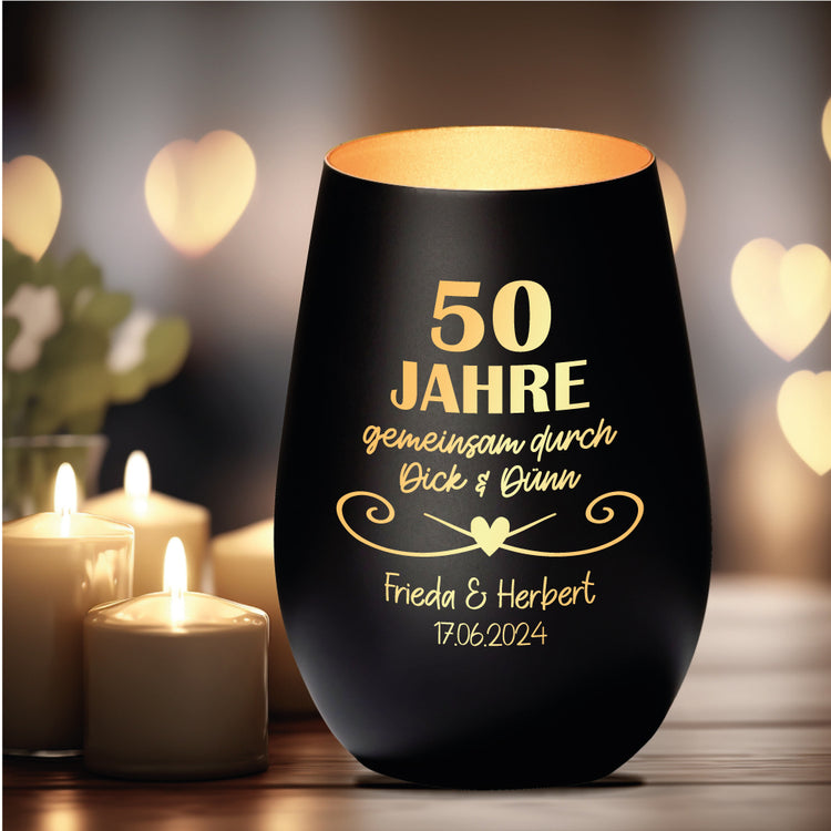 Windlicht goldene Hochzeit Dick und Dünn