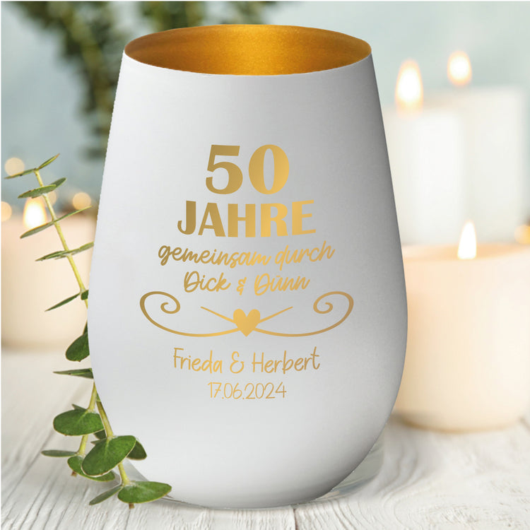 Windlicht goldene Hochzeit Dick und Dünn